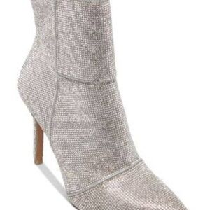 Steve Madden Catwalk Silver Crystal Pointed Stiletto Ankle Boot